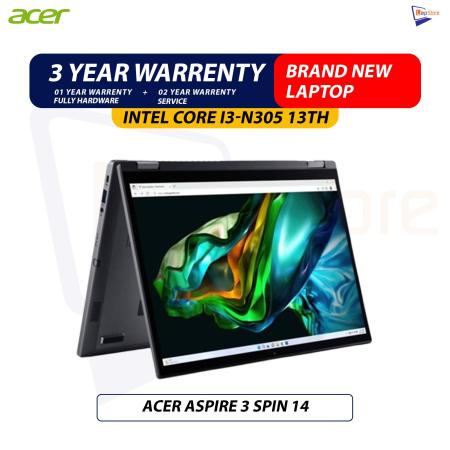 Brand New Acer Aspire 3 Spin 14 - A3SP14 | Intel core i3-N305 13th Gen  | 8GB DDR5 Ram  | 256GB NVMe SSD | 14 inch 360 Rotatable Touch-Display Laptop